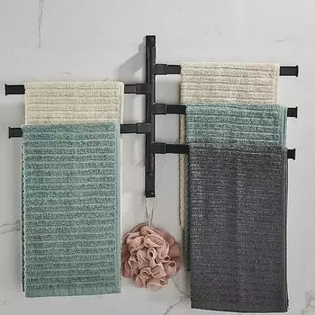 Вешалка для полотенец для ванной комнаты, вращающийся держатель для полотенец, космический алюминий, 2/3/4/5-барная вешалка для полотенец, кухонная полка, подвесная настенная бумажная полка