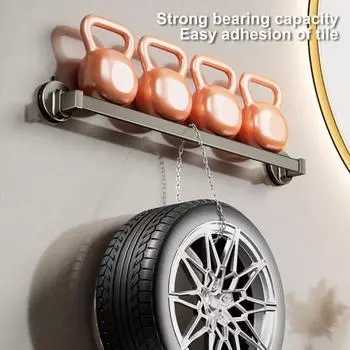 Вешалка для полотенец из алюминиевого сплава с присоской, прочными несущими чашами, полированной поверхностью и простой установкой, настенная серый