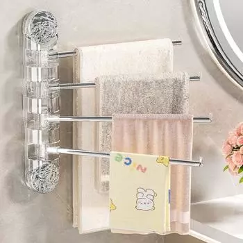 Вешалка для полотенец на присоске, вращающийся держатель для полотенец в ванной, 2/4 штанги для полотенец, полка для вешалок для ванной, подвесной органайзер для кухни Shelevs