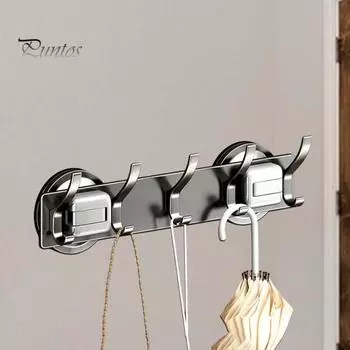 Вешалка для полотенец с присоской, полированная поверхность, устойчивая к коррозии, простая установка, держатель для полотенец и шляп, органайзер для ванной комнаты A серый
