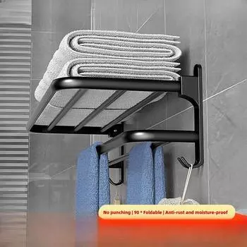 Вешалка для полотенец Space Алюминиевая вешалка для полотенец для туалета и ванной комнаты Настенная вешалка без перфорации Бытовая легкая вешалка для полотенец класса люкс 40cm серебряный
