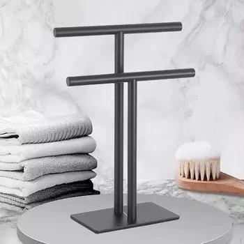 Вешалка для полотенец, стойка на столешницу, держатель для полотенец, полка для прачечных и туалетов чёрный