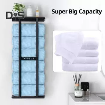 Вешалка для полотенец в ванной комнате, настенная металлическая полка, прочная, долговечная, устойчивая к ржавчине, полая структура, простая в установке настенная полка для полотенец чёрный