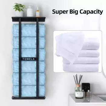 Вешалка для полотенец в ванной комнате, настенная металлическая полка, прочная, долговечная, устойчивая к ржавчине, полая структура, простая в установке настенная полка для полотенец чёрный