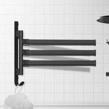 Вешалка для полотенец, вращающаяся на 180 градусов, легкая, простая, экономящая место, практичная, вращающаяся для сушки Three Poles