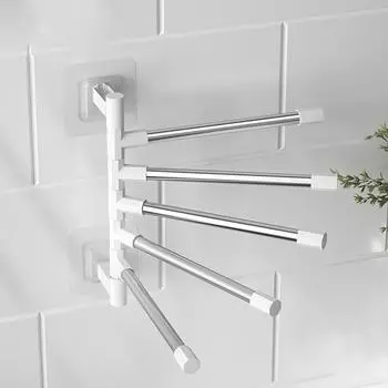 Вешалка для полотенец Yousheng для ванной комнаты с вращающейся на 180 градусов штангой, простая установка без проколов, многослойная подвесная штанга Five Layers