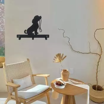 Вешалка для поводка/поводка для собак и ключей - настенная стойка с железными поделками для полотенец, ключей и пальто, с изображением собаки M бронзовый