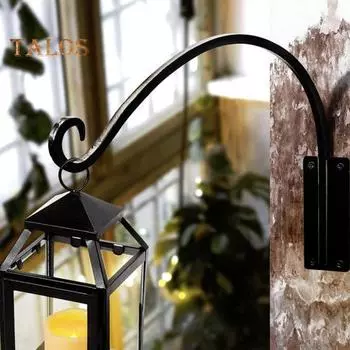 Вешалка для растений, уличные сверхмощные подвесные крючки из кованого железа, металлический настенный вешалка для растений, комплект для растений, кормушки для птиц, фонарики чёрный