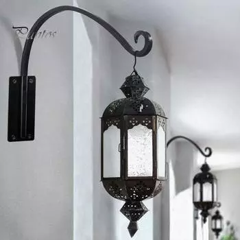 Вешалка для растений, уличные сверхмощные подвесные крючки из кованого железа, металлический настенный вешалка для растений, комплект для растений, кормушки для птиц, фонарики чёрный