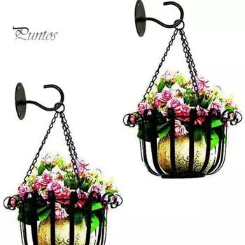 Вешалка для растений, внутренний крючок, устойчивый к коррозии, прочный, выдерживающий нагрузку, декоративный, прочный, настенный крючок, вешалка для фонаря A чёрный