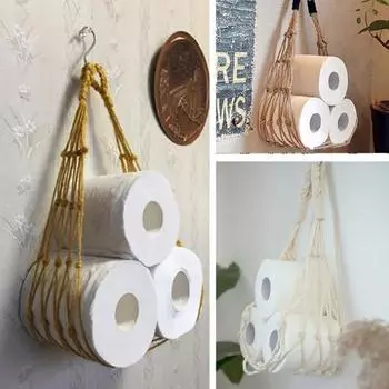 Вешалка для рулонной бумаги, подвесная, сделанная вручную, изысканные детали, прочная несущая способность, компактное украшение, долговечная настенная подвеска, органайзер для книг макраме