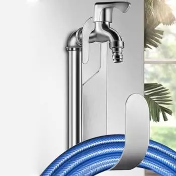 Вешалка для садового шланга из нержавеющей стали, настенное крепление, крючок для поливочной трубы, прочный держатель для сельскохозяйственных труб, органайзер для хранения в саду, гараже, дворе серебряный