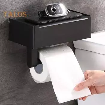 Вешалка для салфеток без перфорации, практичный туалет из нержавеющей стали, держатель для мобильного телефона в рулонах, принадлежности для ванной комнаты чёрный