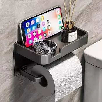 Вешалка для салфеток Водонепроницаемая износостойкая автогезионная подставка для мобильного телефона Коробка для рулонов бумаги Настенные туалетные принадлежности для ванной комнаты