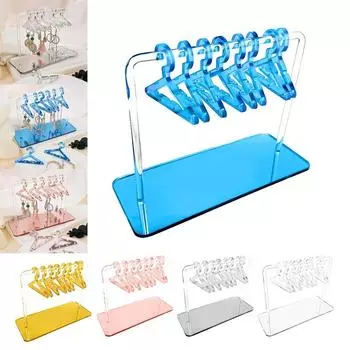 Вешалка для сережек с мини-вешалками Акриловый дисплей для сережек с инструментом для 8 пальто белый