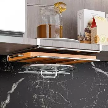 Вешалка для шкафа с несколькими крючками. Монтаж. Тяжелый держатель разделочной доски из нержавеющей стали без дырокола. A чёрный