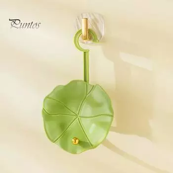 Вешалка для шляп, вертикальная вешалка для хранения, дизайн листьев лотоса, настенные крючки, экономия места, сумка для шарфа, стеллажи для хранения зелёный