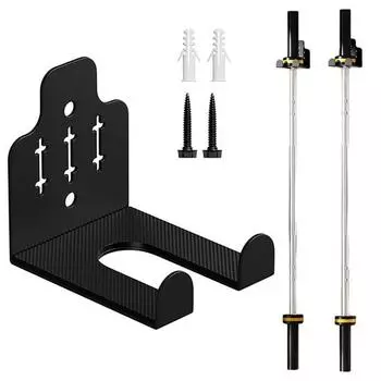 Вешалка для штанги настенная стойка для штанги вертикальная с порошковым покрытием металлический держатель для штанги удерживает штангу размером до 33 мм для дома гаража спортзала чёрный