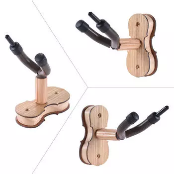 Вешалка для скрипки из твердой древесины с держателем для смычка для настенного крепления дома и студии с использованием цвета палисандра