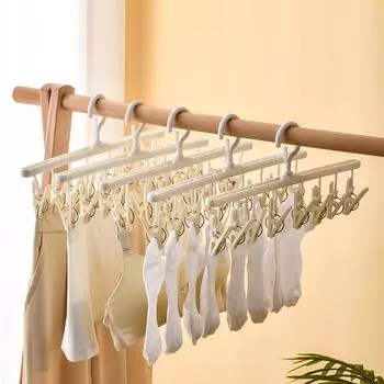 Вешалка для сушки носков Многофункциональная сушилка с зажимом Студенческое общежитие Нескользящий зажим для носков без следов Бытовая сушка одежды 40.5*17cm розовый