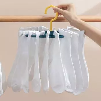 Вешалка для сушки носков, вращение на 360 градусов, многофункциональная стойка для хранения носков, нижнее белье, бюстгальтер, вешалка для сушки полотенец белый