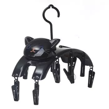 Вешалка для сушки одежды Cartoon Cat, ветрозащитная вешалка для одежды, 10 зажимов, вешалка для белья, держатель для носков и нижнего белья