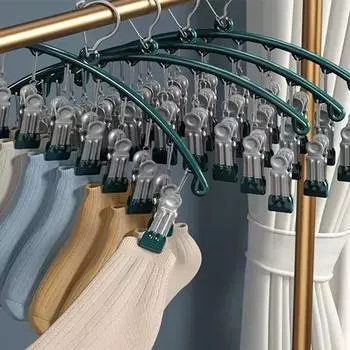 Вешалка для сушки одежды из нержавеющей стали, ветрозащитная вешалка для одежды, 10 зажимов, вешалка для сушки носков, держатель для нижнего белья, вешалки синий