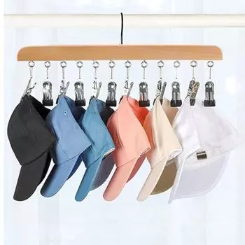 Вешалка для сушки одежды с 12 ветрозащитными зажимами, резиновые носки без царапин, нижнее белье, шляпа, бюстгальтер, короткое полотенце, подвесная стойка из массива дерева, органайзер