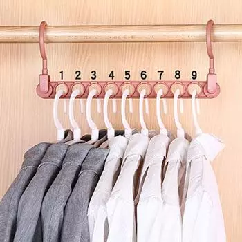 Вешалка для сушки одежды с 9 отверстиями и двумя крючками, портативная вращающаяся прочная вешалка для белья для дома серый