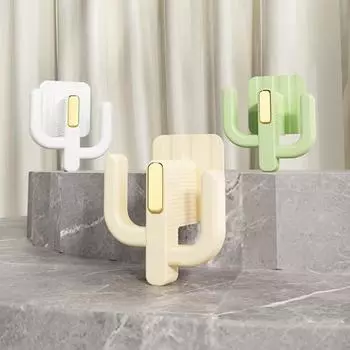 Вешалка для тапочек без перфорации в форме кактуса. Экономия места. Настенный крючок для тапочек. Прочный несущий органайзер для тапочек в ванной комнате. жёлтый