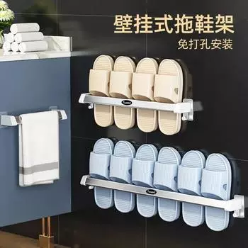 Вешалка для тапочек в ванной Простая настенная стойка для хранения обуви в дверном проеме Экономия места за дверью Настенная стойка для хранения обуви Артефакт
