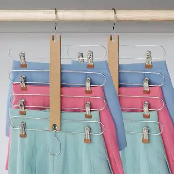 Вешалка для юбки с нескользящими зажимами, прочная несущая поворотная на 360 градусов компактная вешалка для одежды, органайзер для шкафа