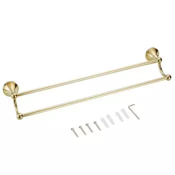 Вешалка для ванной, 2 крючка, настенная, золотая, держатель для полотенец, латунь