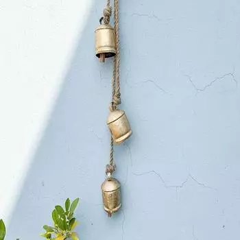 Вешалка для венков в деревенском стиле с золотыми колокольчиками, рождественский декор