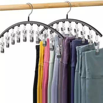 Вешалка из нержавеющей стали, вешалка для сушки носков с зажимами, бытовая вешалка для одежды, балконная ветрозащитная стойка с зажимом, экономия домашнего пространства 1pc