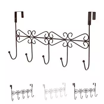 Вешалка над дверью с 5 крючками, простые хозяйственные принадлежности для дома чёрный