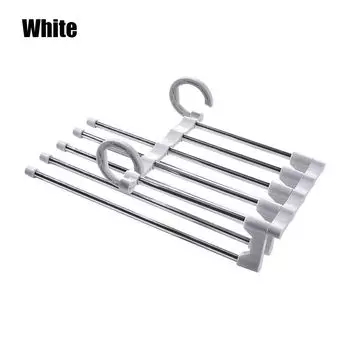 Вешалка-полка 5 в 1 для шкафа, волшебная вешалка для одежды, органайзер для шкафа для хранения брюк и галстуков белый