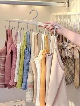 Вешалка с 12 вращающимися крючками, вешалка для сушки нижнего белья Sling Wave, многофункциональная для домашних общежитий, органайзер для хранения в подарок слоновая кость