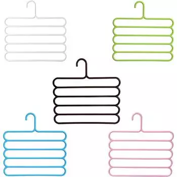 Вешалки для брюк, 5 шт., несколько, экономят место, 5 цветных пластиковых слоев для джинсов, галстуков, полотенец 5 Pieces