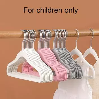 Вешалки для детской одежды, 10 штук, 12-дюймовые вешалки для рубашек из бархата для молодежи, компактные вешалки для сушки детской одежды и брюк белый