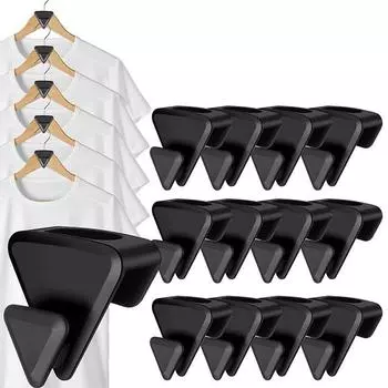 Вешалки для одежды, экономящие место в шкафу, набор из 12 тройных каскадных вешалок для одежды, соединительные крючки чёрный