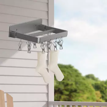 Вешалки-клипсы для носков, сушилка для нижнего белья, вешалка для капель, бельевые носки и Gray 12 Pegs