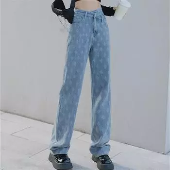 Весна 2022, модные женские джинсы с высокой талией, женские широкие джинсы, мешковатые женские джинсовые капри, брюки, джинсовые брюки для мамы XS синий