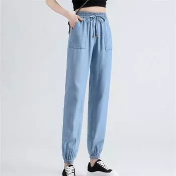 Весна 2022, женские шикарные джинсы с высокой талией в стиле ретро, мешковатые женские джинсовые штаны-шаровары до щиколотки, джинсы для мам, брюки XS темно-синий