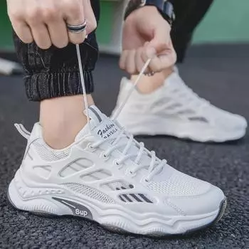 Весна 2023 г. Мужские повседневные белые кроссовки в корейском стиле — дышащая, универсальная молодежная мода 44