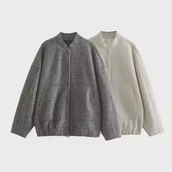 Весна 2023 Повседневный однотонный женский кардиган с карманами Medium