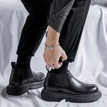 Весна 2024 г. Мужские ботинки Martin с круглым носком и толстой подошвой средней высоты 40 чёрный