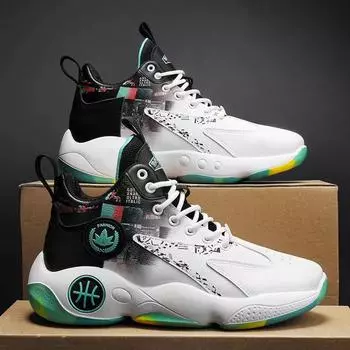 Весна 2024 г. Мужские цветные высокие дышащие повседневные спортивные баскетбольные кроссовки 43 синий/белый