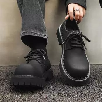 Весна 2024 г. Мужские модные низкие кроссовки в британском стиле с эффектом увеличения роста и матовым верхом 43 чёрный