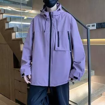 Весна 2024 г., унисекс, рабочая куртка с капюшоном - модные мужские топы для активного отдыха J6687 S фиолетовый